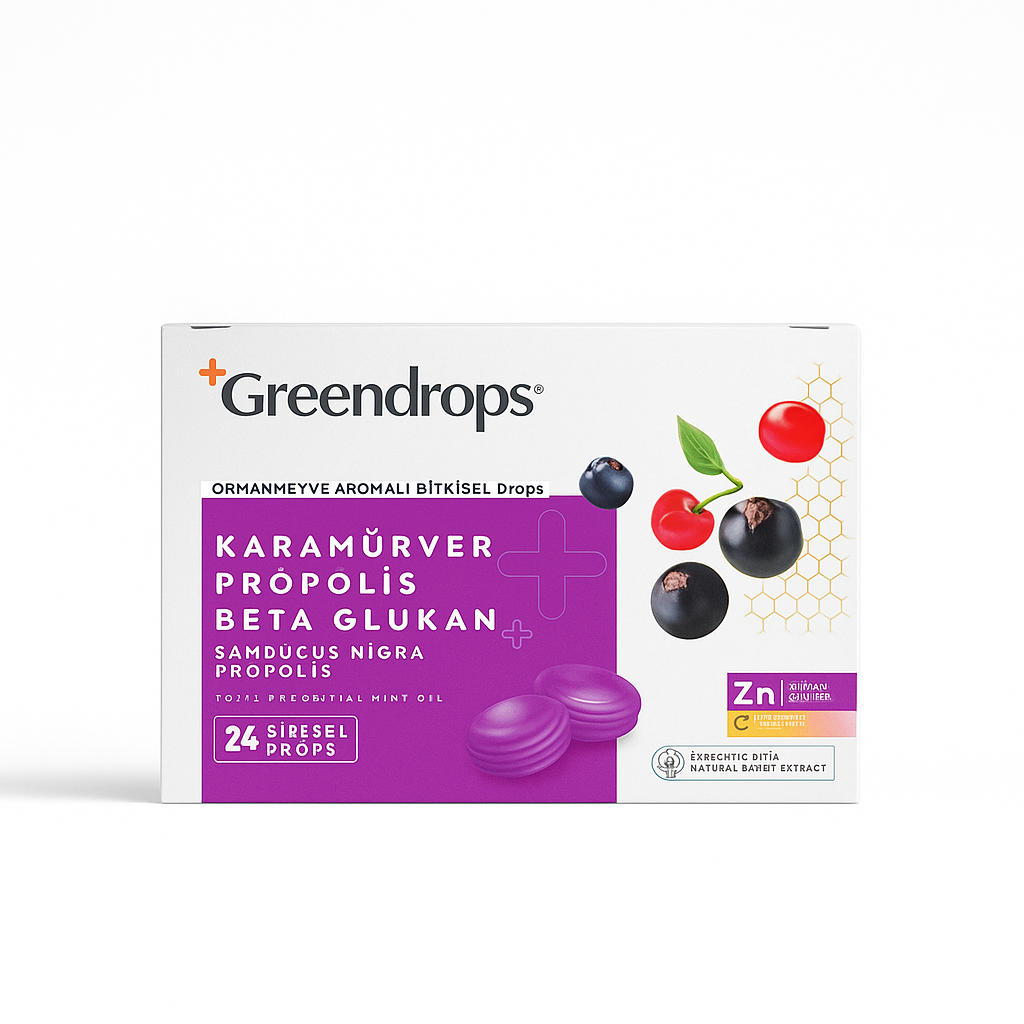 Greendrops Elderberry &amp; Propolis &amp; Beta Glucan 24 pieces