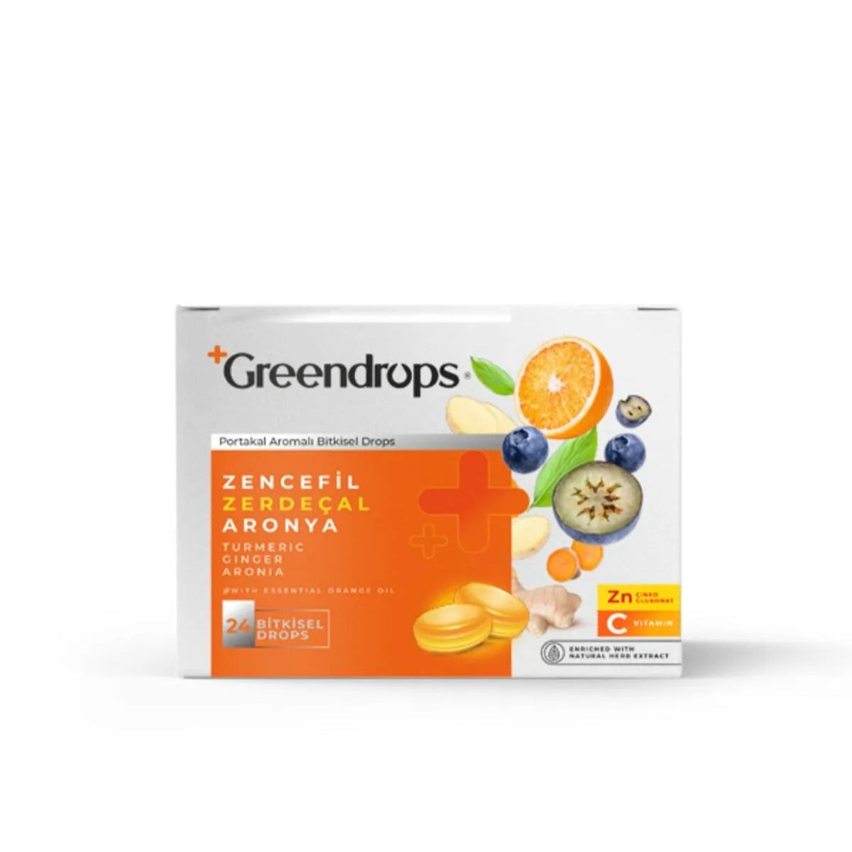 Greendrops Ginger &amp; Turmeric &amp; Aronia 24 pieces